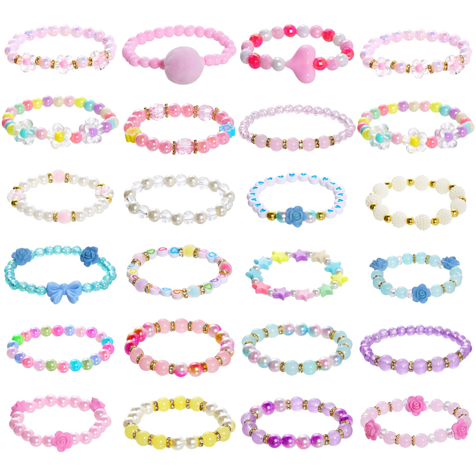 Dxhycc princess bracelets 24 pieces colorful set
