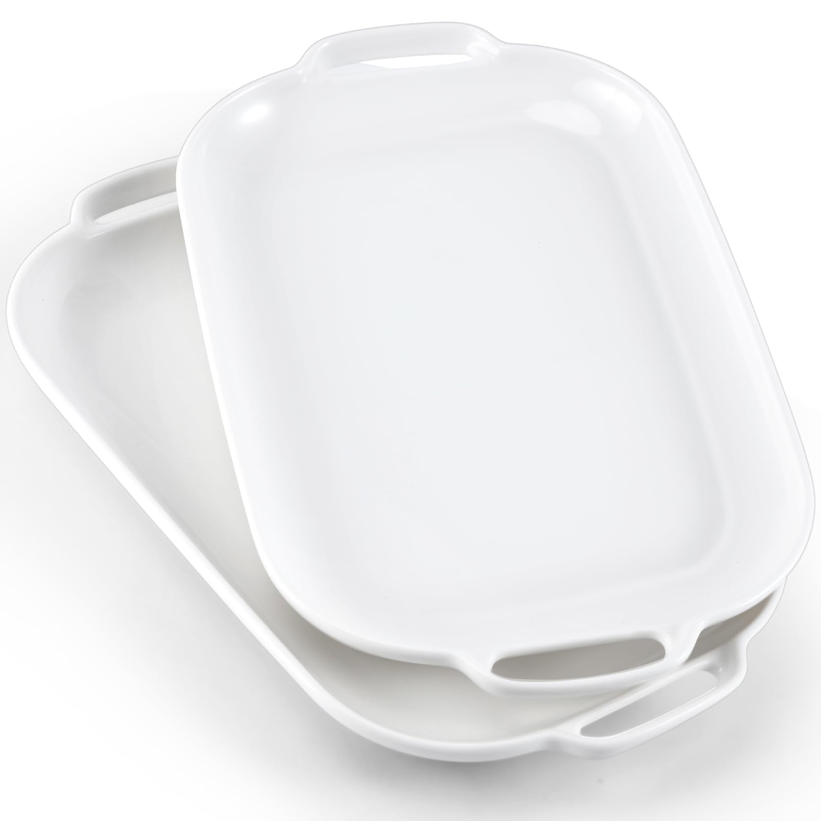 Dyrfolm two piece 12 inch ceramic serving trays rectangle with handles