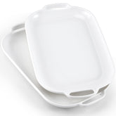 Dyrfolm two piece 12 inch ceramic serving trays rectangle with handles