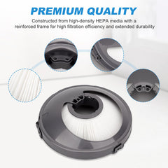 High density HEPA media pre-motor filter with reinforced frame