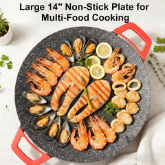 Nonstick smokeless grilling surface close up