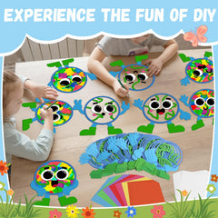 Green ribbon and sticky spots with Earth Day suncatchers kit