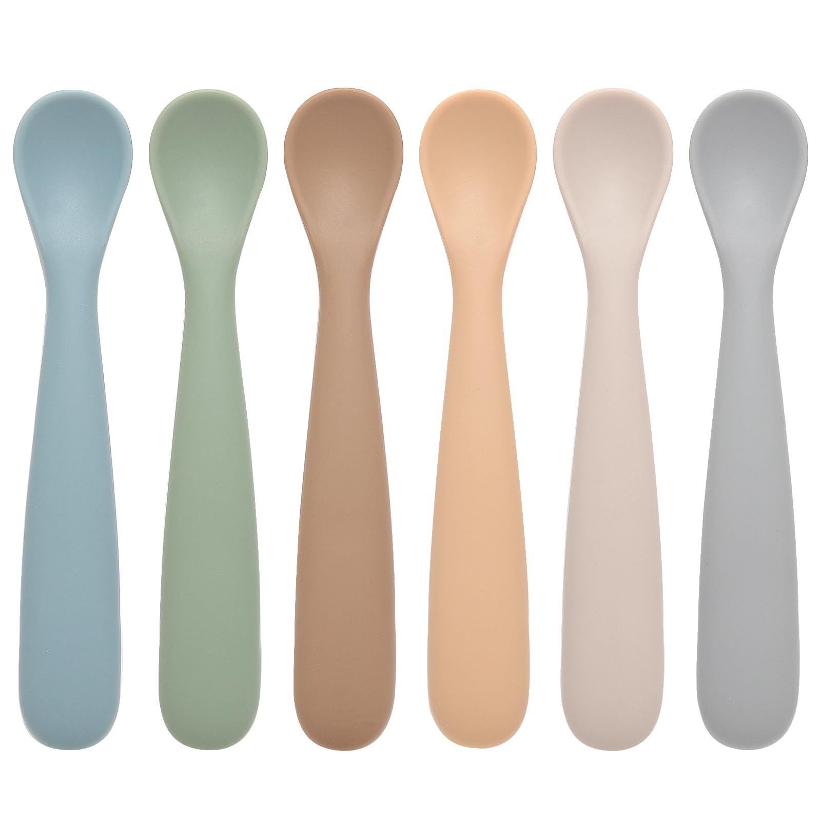 Eascrozn baby spoons set of 6 first stage silicone feeding spoons