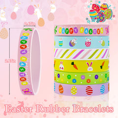 set of 30 rubber bracelets in six designs for kids