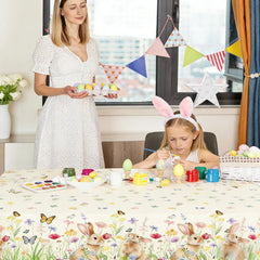 Indoor outdoor Easter tablecloth with vintage bunny motif