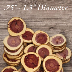 Eastern red cedar wood slices 3/4 to 1 1/2 inches