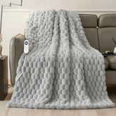 Eastsora heated blanket throw gray front view