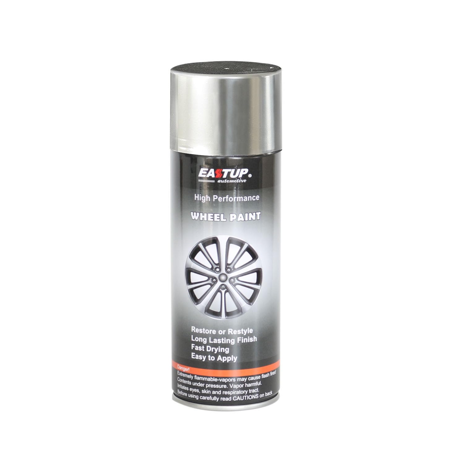 Eastup premium metallic chrome acrylic enamel wheel paint can front view