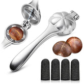 Easy-Grip Chestnut Cutter with aluminum handle and serrated 304 stainless blade