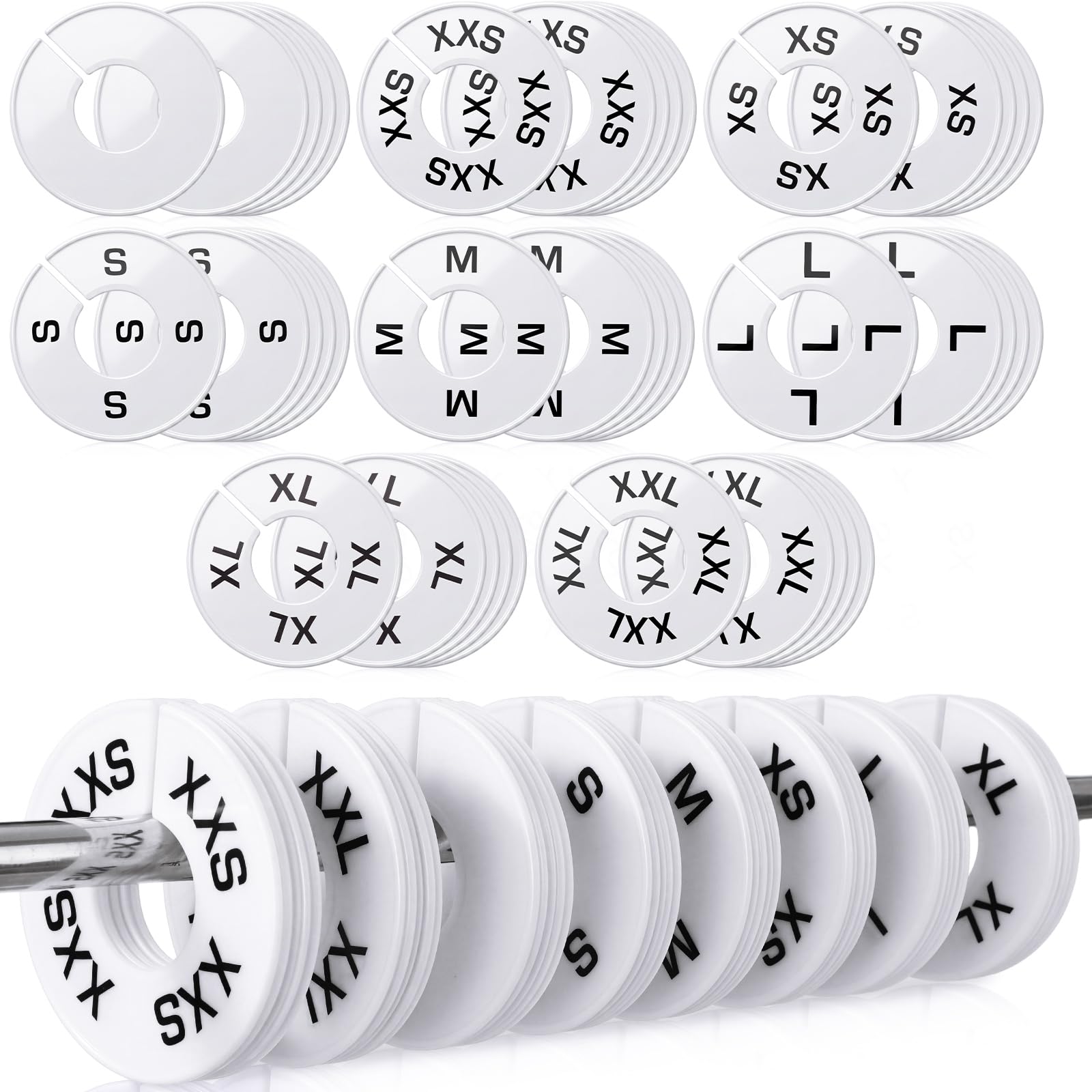 EBOOT 80 Pcs clothing size dividers set showing XXS to XXL