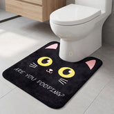 EBOOT cat pattern toilet rug in black for bathroom