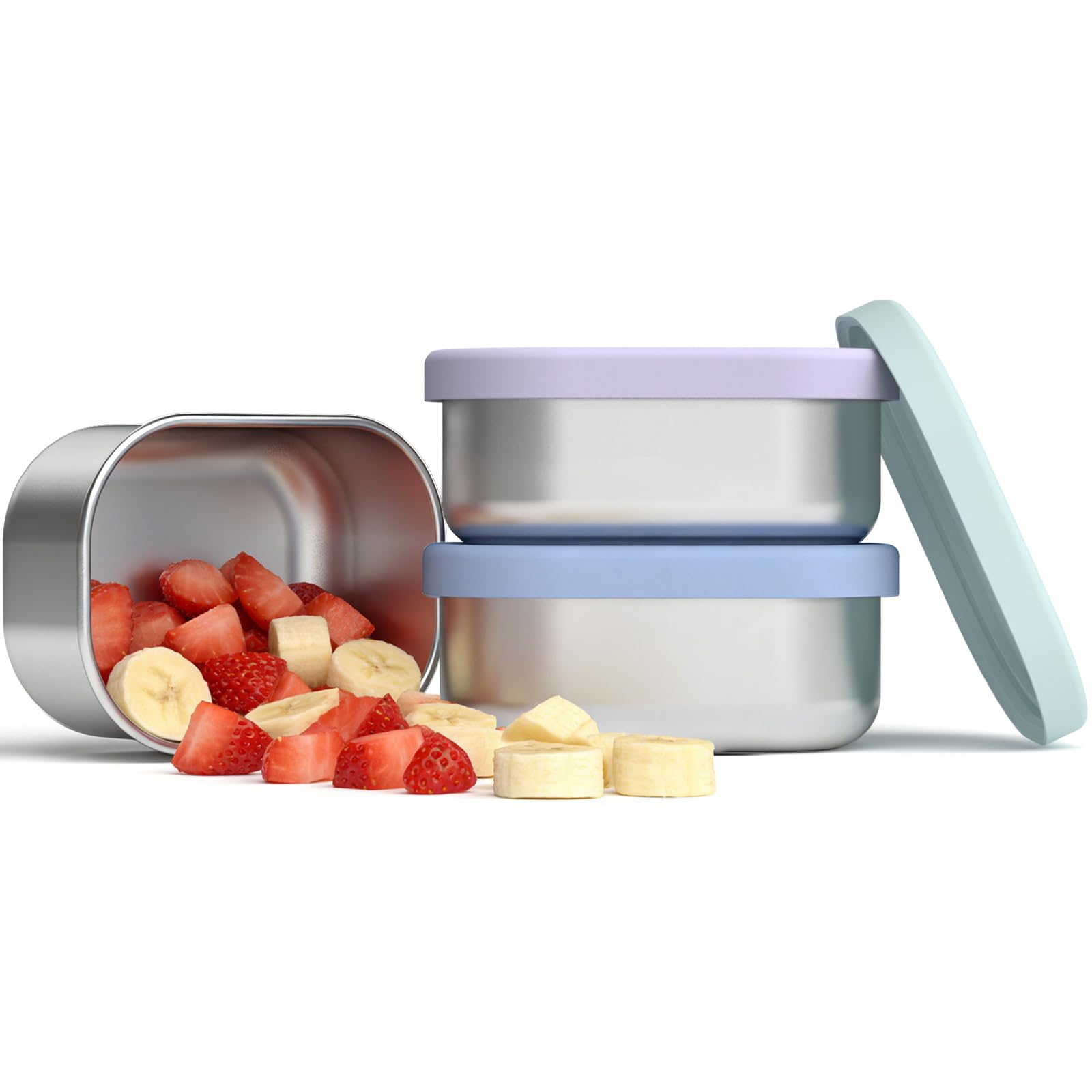 EC-Gaze stainless steel snack containers for kids with silicone lids