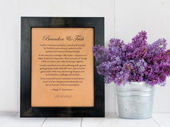 Eco-friendly natural vegetable-tanned leather artwork for anniversaries