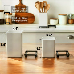 Two-pack ECOIOU utensil holder with drainage bins on counter