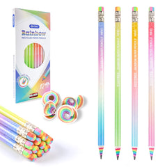ECOTREE pre-sharpened rainbow pencils 2HB multicolor pack of 12
