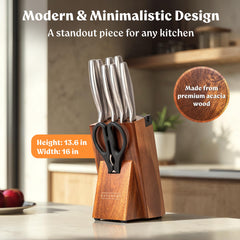 Acacia wood knife block with non-slip base for EDELHAUS set