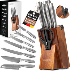 EDELHAUS 9-piece knife set with acacia wood block