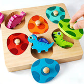 EDUJOY Montessori dinosaur eggs puzzle with 6 colorful eggs and dinosaur pieces