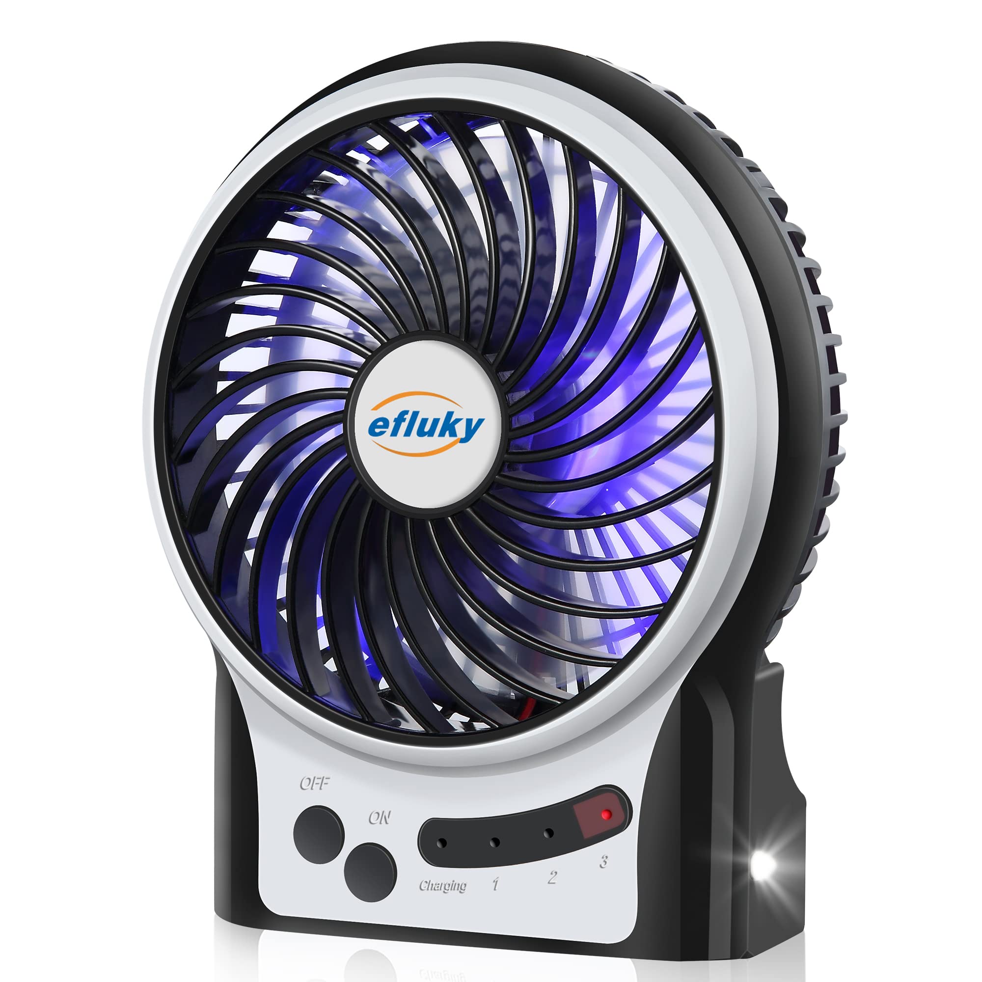 efluky 4.9-Inch Mini Desk Fan compact size black