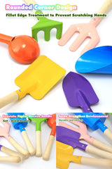 Egashow kids gardening tools fork with wooden handle