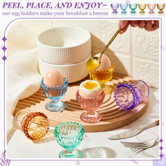 Six color glass egg cups for dips and desserts