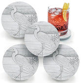 Egret Absorbent Drink Coasters set of 4 with monogram initials