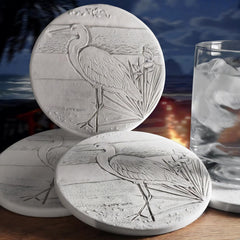 Monogram initials on Egret Absorbent Drink Coasters
