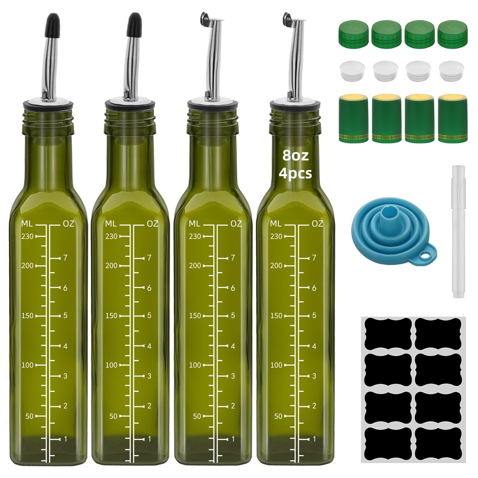 eispap 4Pcs green 8oz olive oil dispenser bottle 250 ml