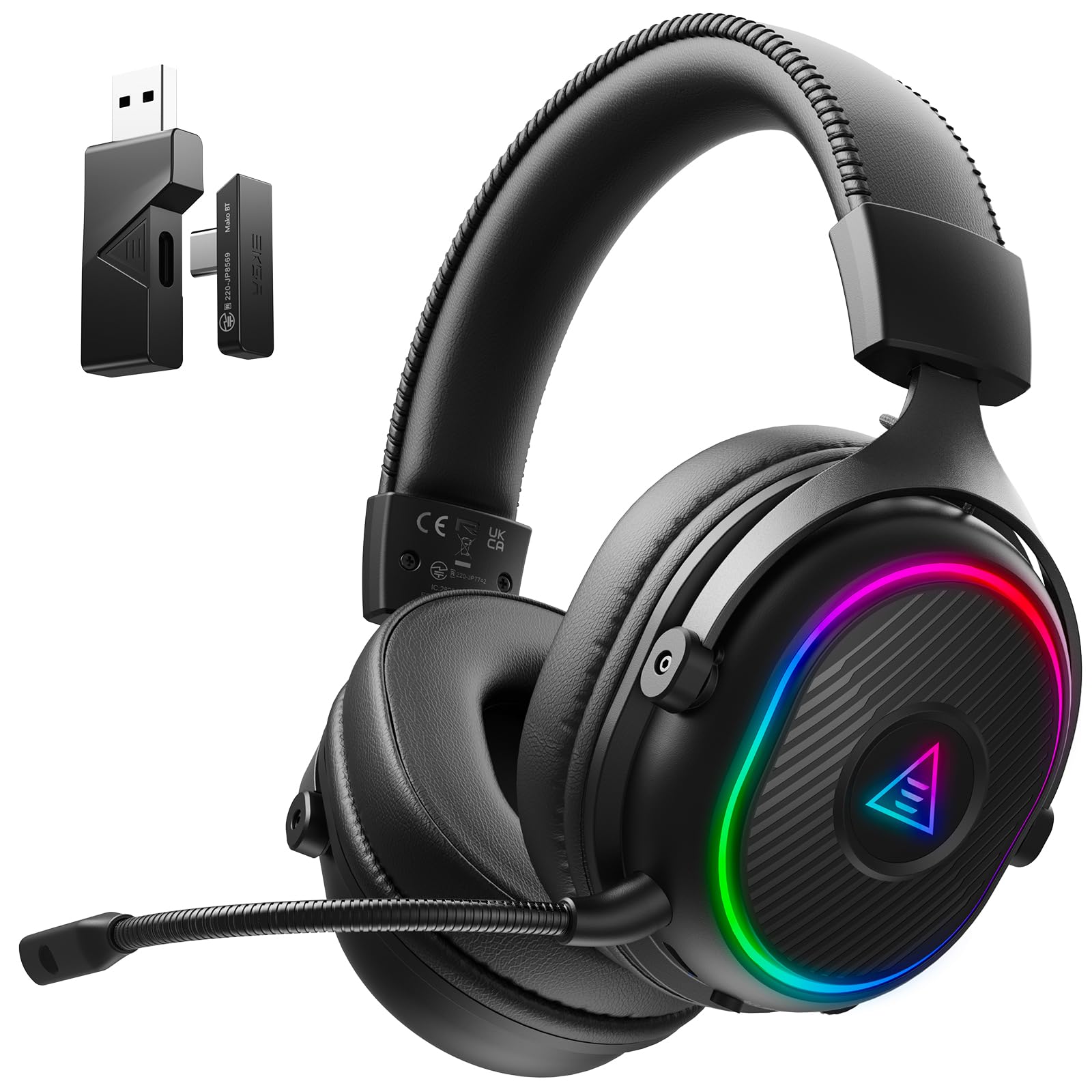 EKSA 2-4GHz wireless headset with USB-C and USB-A dongle