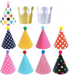 ELakiss 11PCS birthday cone hats set with 9 hats and 2 crowns