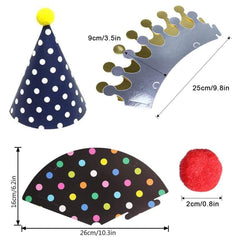 5 inch hats included in ELakiss birthday cone hat set
