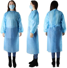 One size fits all blue disposable isolation gown pack of 10