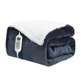 Electric Blanket Heated Throw dual-sided design with Flannel and Sherpa