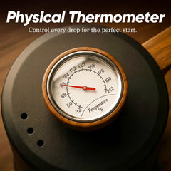 Gooseneck kettle thermometer 1-0l stainless steel surface close-up