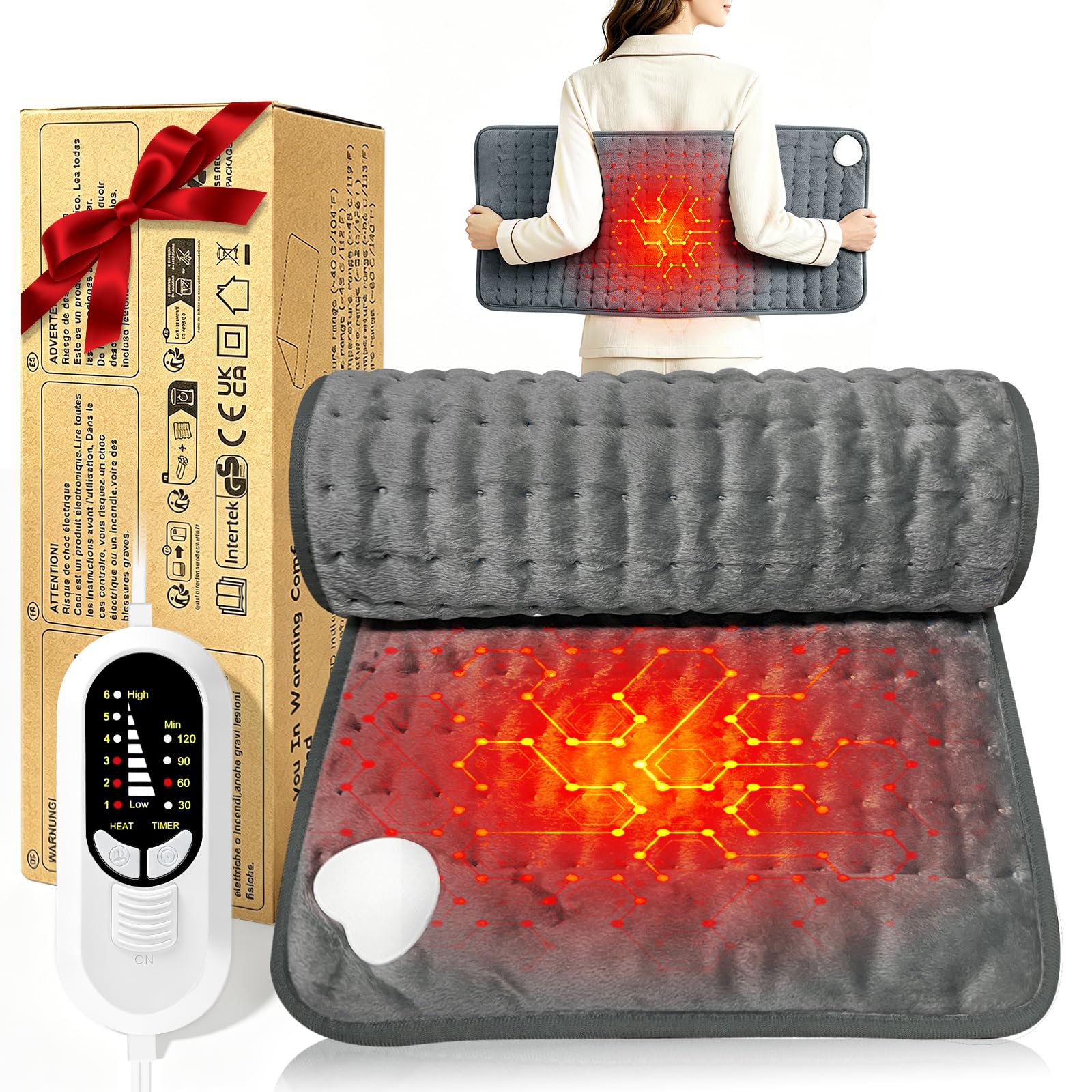 Electric heating pad designed for back neck and shoulders
