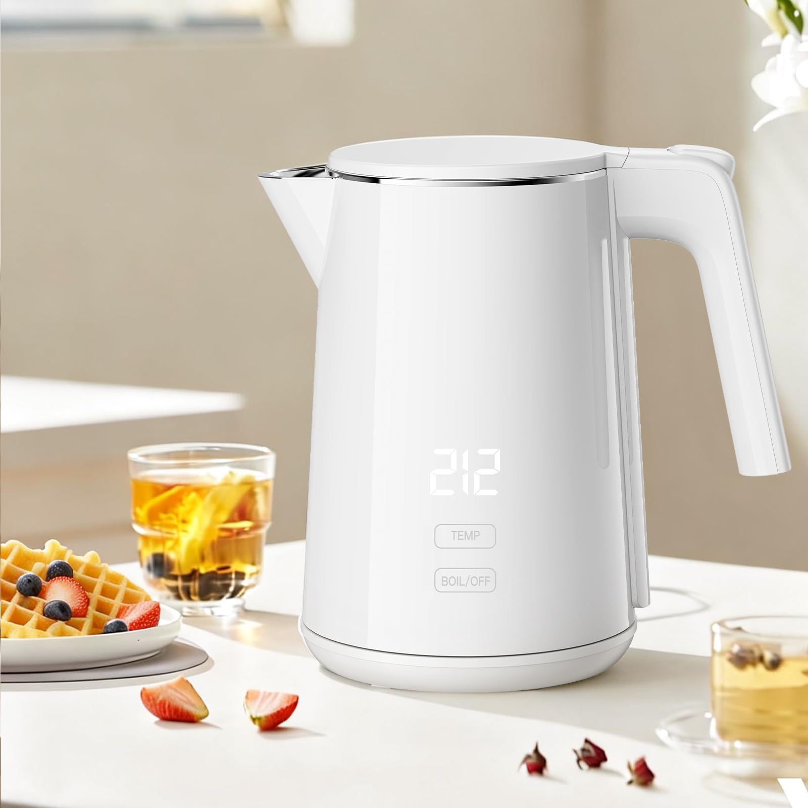 Electric Kettle 1.0L white exterior