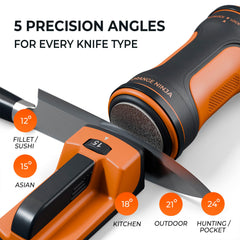 Three stage sharpening system with coarse diamond discs and a ceramic disc