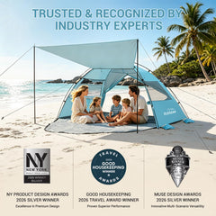 CumbreX Beach Tent Sun Shelter canopy opened for extra space