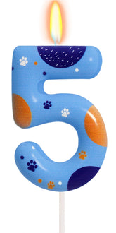 Elekfx blue number 5 birthday candle on cake