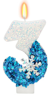 Elekfx Snowflake Number 3 Candle 8 cm tall 4 cm wide