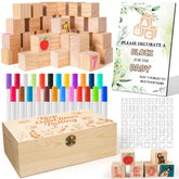 elestone 119 pcs baby shower blocks game set wooden box sign