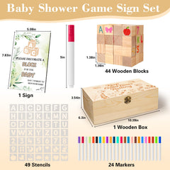 44 blank wooden blocks with 24 markers and 49 stencils