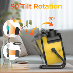 Portable yellow Elevoke heater with carry handle