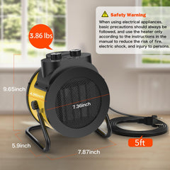 Elevoke 1500W PTC heater safety features and modes