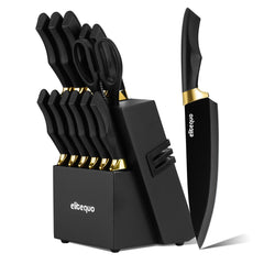 Elitequo Knife Set With Block Night Flash Series knives in block