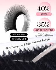 Ellipse flat eyelash extension close up 0.15 C Curl
