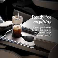 Ember tumbler with spill-proof lid and straw accessory