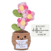 Emotional Support Crochet Flower with bendable wire stem pink and yellow