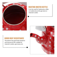 Enamel kettle showing spout and safety handle