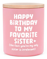 Encoink sister birthday candle in pink jar with wooden lid